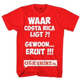 Waar Costa Rica ligt?! Gewoon eruit! Een van onze leuke wk shirts